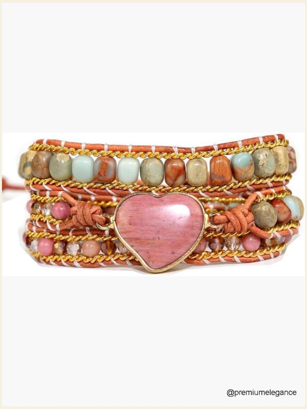 Handmade Natural Stone Wrap Bracelet Boho Crystal Beaded Strand Jewelry